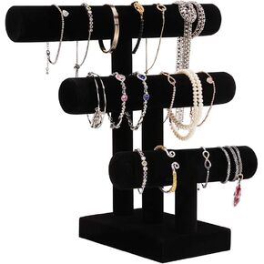 ShellKingdom Jewelry Display, 2 Tier Jewelry Holder for Necklace Bracelet Watch Display, Table Top Display Stand, Velvet T Bar Jewelry Tower (2 tier) in Saudi Arabia