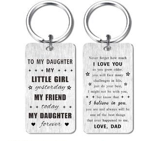 Gezxin to My Daughter Gifts from Dad, I Love My Daughter Keychain, Sweet Gift Ideas for Adult Daughter, Proud Our Daughter Birthday Mother's Day Back to School Christmas Easter Presents