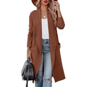 Yousify Women's Cardigan Sweater Long Sleeve Open Front Knit Casual Coat Sweater Jacket with Pockets