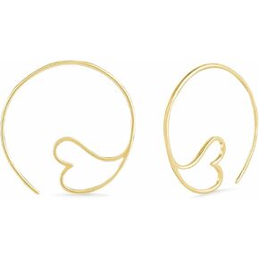 Boma Jewelry Sterling Silver Amore Heart Pull Through Hoop Earrings in Kuwait