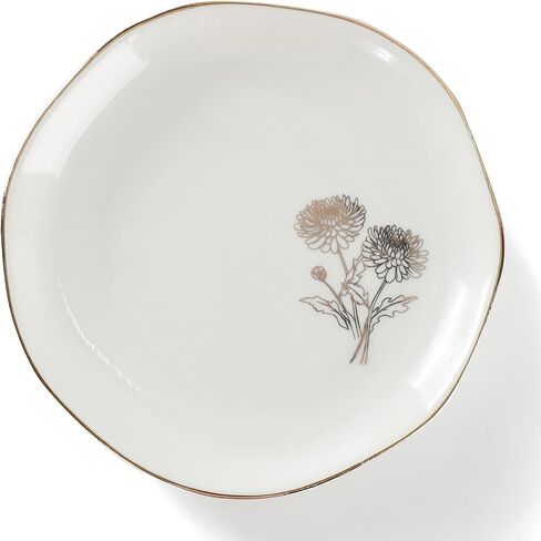 Scwhousi Daisy Birth Flower Ring Dish,Bridesmaid Proposal Gift for Her,Party Favor,Birthday Birthdate Gifts for Women,White Ceramic in Kuwait