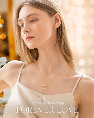 LOUISA SECRET Birthstone Heart Necklaces for Women, 18k Gold Plated and 925 Sterling Silver Infinity Forever Love Pendant Necklaces, Birthday Anniversary Jewelry Gift for Her Mama Wife Mom in Kuwait