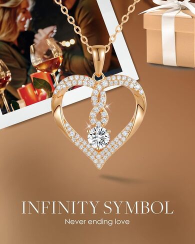 LOUISA SECRET Birthstone Heart Necklaces for Women, 18k Gold Plated and 925 Sterling Silver Infinity Forever Love Pendant Necklaces, Birthday Anniversary Jewelry Gift for Her Mama Wife Mom in Kuwait