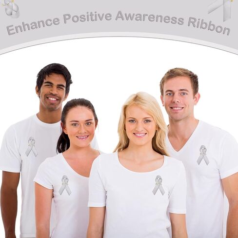 150 Pieces Gray Ribbon Satin Pins Brain Cancer Awareness Ribbon Parkinson's Diabetes Lung Adenocarcinoma Awareness Pins Gray Brooch with Safety Pins for Women Man Charity Public Social Event in Saudi Arabia