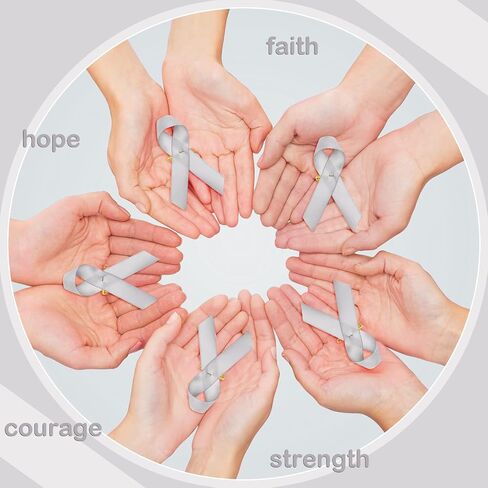 150 Pieces Gray Ribbon Satin Pins Brain Cancer Awareness Ribbon Parkinson's Diabetes Lung Adenocarcinoma Awareness Pins Gray Brooch with Safety Pins for Women Man Charity Public Social Event in Saudi Arabia