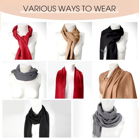 Suhine 8 Pcs Blanket Scarf Warm Soft Cashmere Shawl Thickened Winter Long Scarf with Tassel Edge, 13.8 x 78.8 Inch in Saudi Arabia