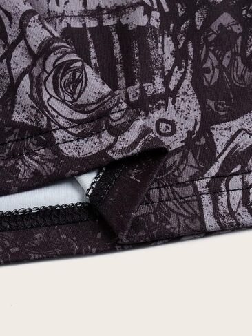 SOLY HUX Women's Skull Floral Print Tube Crop Top Sleeveless Strapless Bandeau Y2K Tops in Kuwait