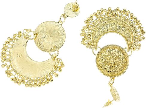 RechicGu العرقية بالي Jhumka Jhumki لوتس المكسيك الغجر تتدلى الأقراط التقليدية الأذن ترصيع مع صندوق هدية in Kuwait