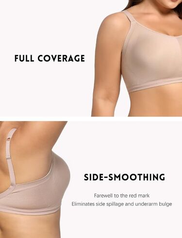 POKARLA Bras for Women Seamless Wireless Full-Coverage Adjustable Straps Stretchy Underarm Smoothing Lightly Lined Bra in Kuwait
