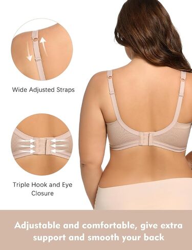 POKARLA Bras for Women Seamless Wireless Full-Coverage Adjustable Straps Stretchy Underarm Smoothing Lightly Lined Bra in Kuwait