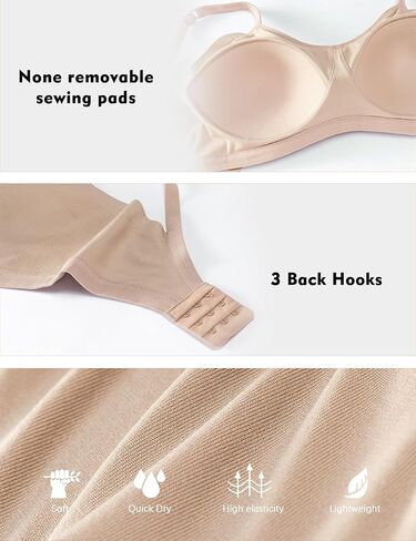 POKARLA Bras for Women Seamless Wireless Full-Coverage Adjustable Straps Stretchy Underarm Smoothing Lightly Lined Bra in Kuwait