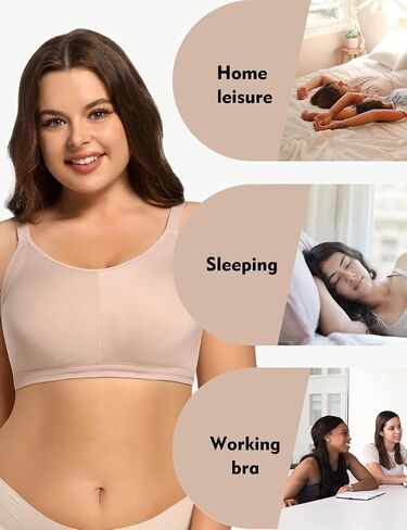 POKARLA Bras for Women Seamless Wireless Full-Coverage Adjustable Straps Stretchy Underarm Smoothing Lightly Lined Bra in Kuwait