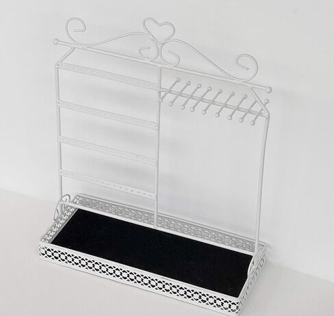 حامل أقراط iFavor123 منظم مجوهرات وقلادة وحامل جداري وحامل عرض كلاسيكي أسود (فضي) in Kuwait