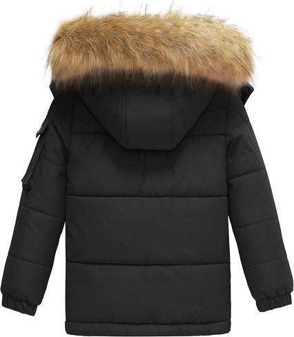 معطف الشتاء الدافئ للأولاد من Wantdo سترة منتفخة سميكة مقاومة للماء مع غطاء رأس من الفرو قابل للإزالة in Kuwait