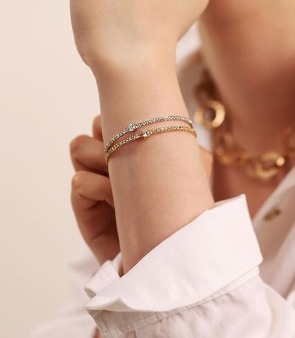 OZEL – Cuff Bracelets for Women – 18K Real Gold Plated Cuff Bracelet – Colorful Crystal Gold Cuff Bracelets for Girls (Green/Clear/Black/Pink Opal/Green Opal/White Opal) in Kuwait