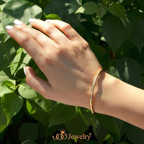 555Jewelry سوار من الفولاذ المقاوم للصدأ وCZ مفصل بيضاوي للنساء in Kuwait
