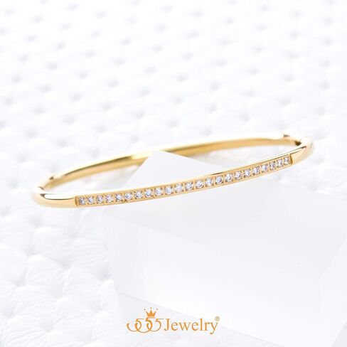 555Jewelry سوار من الفولاذ المقاوم للصدأ وCZ مفصل بيضاوي للنساء in Kuwait