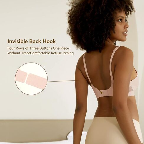 Niidor Seamless Wireless Bra V Neck Invisible Comfort Bra Breathable Wirefree Bralette Thin Soft Everyday Bra for Women in Kuwait