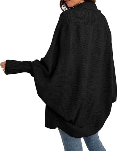 سترة صوفية نسائية من GRECERELLE بتصميم كيمونو على شكل جناح الخفاش مفتوحة من الأمام ومتماسكة وكبيرة الحجم ومعطف خارجي in Kuwait