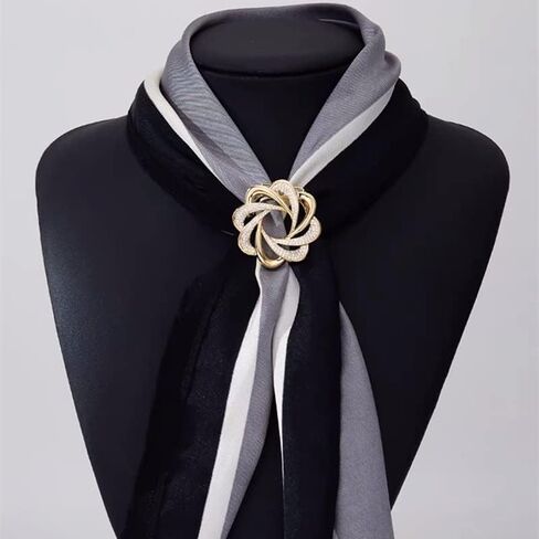 Scarf Ring Clip Rhinestones Golden Clothes Corner Knotted Button Brooch for Women in Saudi Arabia