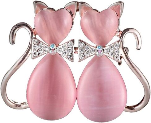 YOUYUZU Cute Pet Cat Bow Brooch & Pin On Dress Rhinestone Crystal Pink Brooches Jewelry Accessories for Women Girls in Saudi Arabia