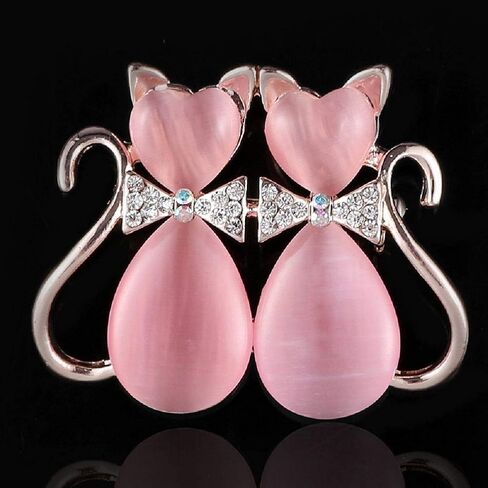 YOUYUZU Cute Pet Cat Bow Brooch & Pin On Dress Rhinestone Crystal Pink Brooches Jewelry Accessories for Women Girls in Saudi Arabia