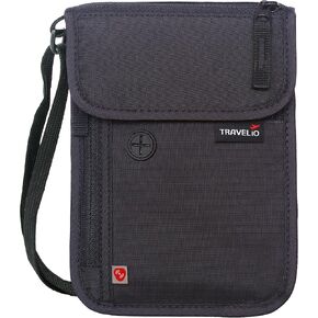 RFID Blocking Neck Travel Wallet Hidden Passport Holder Pouch for Men & Women (Black) in Saudi Arabia