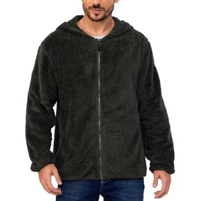 Little Donkey Andy Men's Winter Hoodies Sherpa Fleece Jacket Warm Lightweight Sweatshirt Zip Up Outerwear Fuzzy Coat