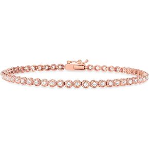 Beverly Hills Jewelers 1.00 Carat Diamond Tennis Bracelet, Round Brilliant Cut Rose Gold Diamond Bracelet for Women - Beautifully Crafted Diamond Tennis Bracelet with Secure Double Clasp in Kuwait