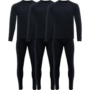 Taiyin 3 Sets Thermal Underwear for Men Cotton Johns Thermals Top and Bottom Set Base Layer for Cold Winter