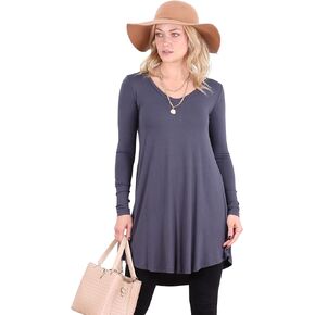 Popana Womens Long Sleeve Tunic Tops to Wear With Leggings Loose Fit Plus Size Dressy Casual in Saudi Arabia