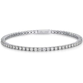 DIAMONLITE 5.0 - 10.0 قيراط سوار تنس ألماس مويسانيتي للنساء والرجال، 2 مم، 3 مم، 4 مم للجنسين مطلي بالروديوم 925 سوار تنس من الفضة الإسترلينية، قطع رائعة على شكل H لون VVS Clarity Moissanite Diamond، 6.5 - 7.25 بوصة
