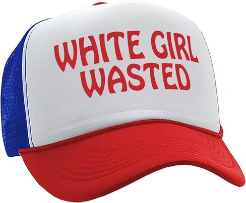 Gooder Tees - White Girl Wasted - Funny Party Dance frat College - Vintage Retro Style Trucker Cap Hat in Saudi Arabia