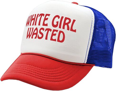 Gooder Tees - White Girl Wasted - Funny Party Dance frat College - Vintage Retro Style Trucker Cap Hat in Saudi Arabia