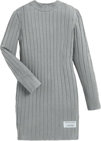 Floerns Girls Long Sleeve Mock Neck Rib Knit Fitted Pencil Dress in Saudi Arabia