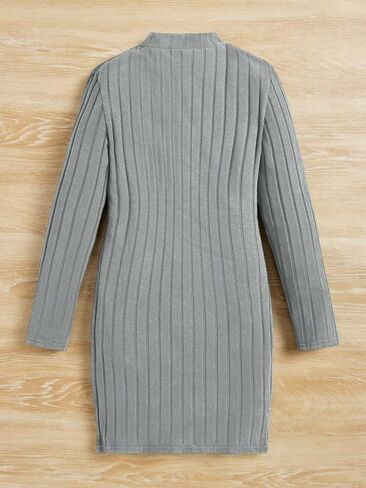 Floerns Girls Long Sleeve Mock Neck Rib Knit Fitted Pencil Dress in Saudi Arabia