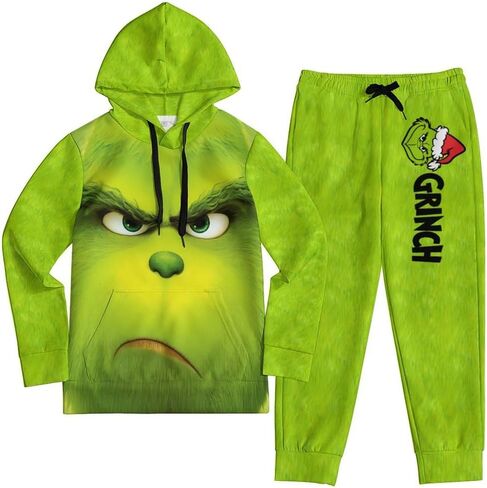 Wpunsxo للجنسين الكبار عيد الميلاد هوديس Sweatsuits، الرجال النساء المطبوعة الجدة مقنعين البلوز البلوز مع Sweatpants in Kuwait