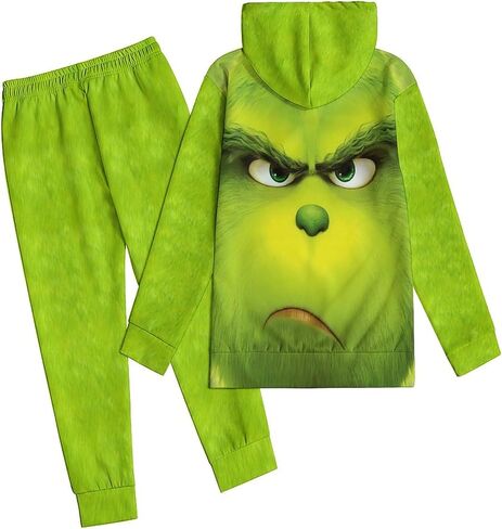 Wpunsxo للجنسين الكبار عيد الميلاد هوديس Sweatsuits، الرجال النساء المطبوعة الجدة مقنعين البلوز البلوز مع Sweatpants in Kuwait