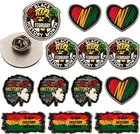 Hotop 12 Pcs Black History Month Buttons Pins African American Country Festival Buttons Badges Pins Black History Pins BHM Lapel Pinback Buttons for Jackets Bags Hats Backpacks Party Decorations in Kuwait