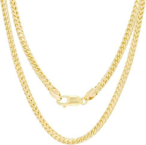 Nuragold 14k الذهب الأصفر 4mm الصلبة فرانكو الماس قطع القمح Spiga Foxtail سلسلة قلادة، مشبك جراد البحر للرجال 20 "22" 24 "26" 28 "30" in Saudi Arabia