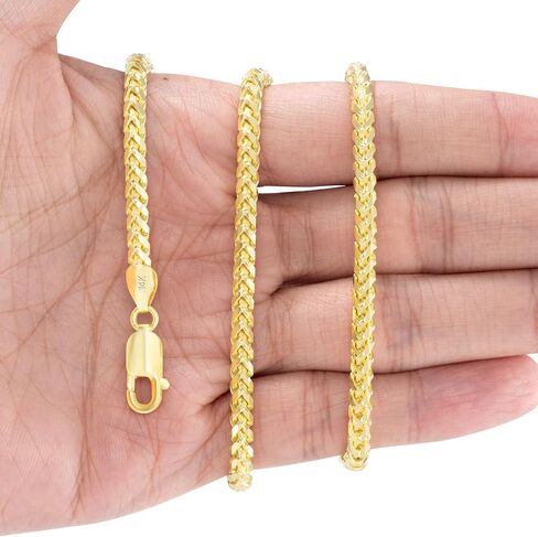 Nuragold 14k الذهب الأصفر 4mm الصلبة فرانكو الماس قطع القمح Spiga Foxtail سلسلة قلادة، مشبك جراد البحر للرجال 20 "22" 24 "26" 28 "30" in Saudi Arabia