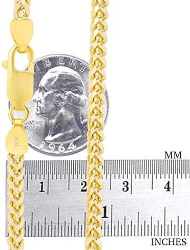 Nuragold 14k الذهب الأصفر 4mm الصلبة فرانكو الماس قطع القمح Spiga Foxtail سلسلة قلادة، مشبك جراد البحر للرجال 20 "22" 24 "26" 28 "30" in Saudi Arabia