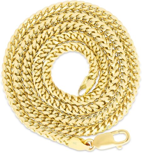 Nuragold 14k الذهب الأصفر 4mm الصلبة فرانكو الماس قطع القمح Spiga Foxtail سلسلة قلادة، مشبك جراد البحر للرجال 20 "22" 24 "26" 28 "30" in Saudi Arabia