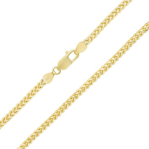 Nuragold 14k الذهب الأصفر 4mm الصلبة فرانكو الماس قطع القمح Spiga Foxtail سلسلة قلادة، مشبك جراد البحر للرجال 20 "22" 24 "26" 28 "30" in Saudi Arabia