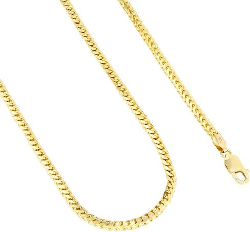 Nuragold 14k الذهب الأصفر 4mm الصلبة فرانكو الماس قطع القمح Spiga Foxtail سلسلة قلادة، مشبك جراد البحر للرجال 20 "22" 24 "26" 28 "30" in Saudi Arabia