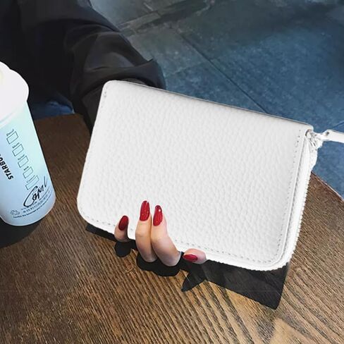 SOCKIA Lightweight Zippered Multi-Slot Card Holder Case, White Coin Purse Wallet in Kuwait