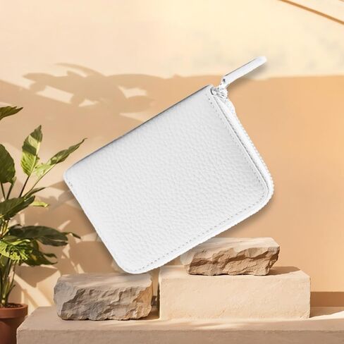 SOCKIA Lightweight Zippered Multi-Slot Card Holder Case, White Coin Purse Wallet in Kuwait