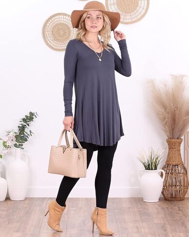 Popana Womens Long Sleeve Tunic Tops to Wear With Leggings Loose Fit Plus Size Dressy Casual in Saudi Arabia