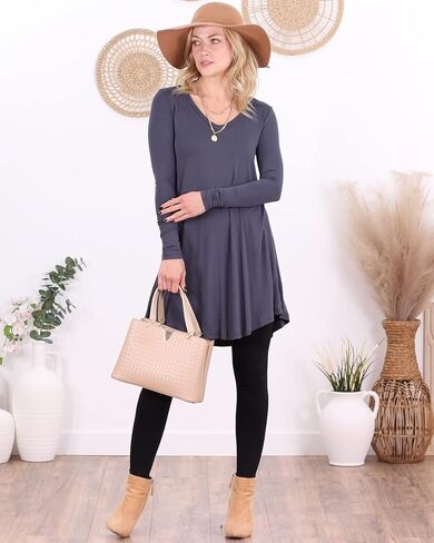 Popana Womens Long Sleeve Tunic Tops to Wear With Leggings Loose Fit Plus Size Dressy Casual in Saudi Arabia