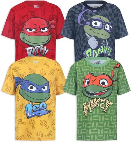تي شيرت Nickelodeon Teenage Mutant Ninja Turtles TMNT للأولاد مكون من 4 تي شيرتات رافائيل ليوناردو مايكل أنجلو دوناتيلو in Kuwait